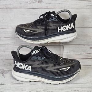HOKA Clifton 9 Running Shoes Women's Black White Athletic Sneakers 6.5D Training